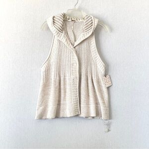 Free People Knit Snowy Hill Hood Vest Cardigan